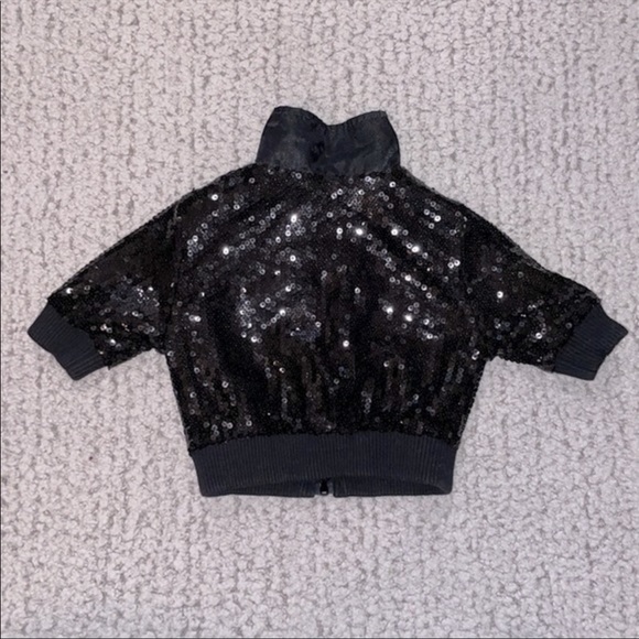 The Children’s Place Black Sequin Zip Jacket, Size 5/6 - Picture 3 of 5